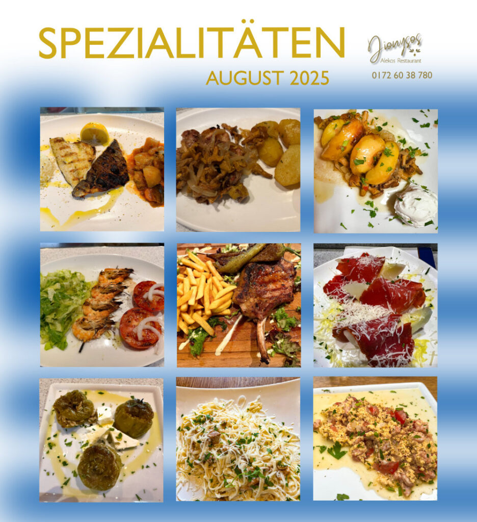 Speisekarte 1 DER Grieche im Rhein-Sieg Kreis! Griechisch mediterrane Küche bis 3:00 Uhr Nachts! Restaurant Dionysos Restaurant Dionysos